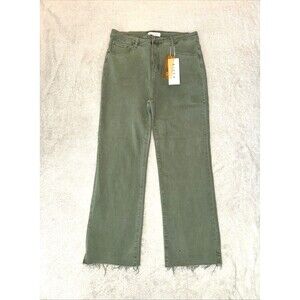 Risen Jeans High Rise Straight Womens 2XL Tummy Control RDP5507X Green Olive